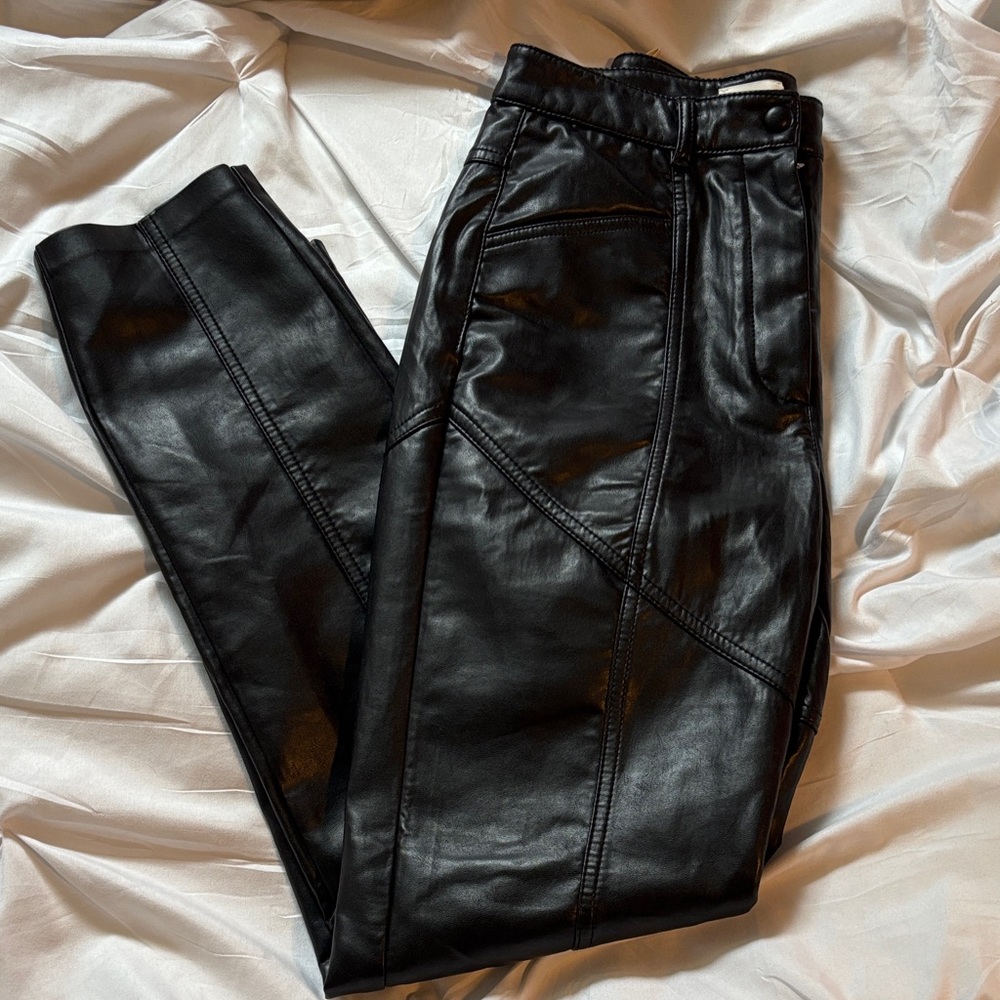 Wilfred Shiny Black Leather Pants